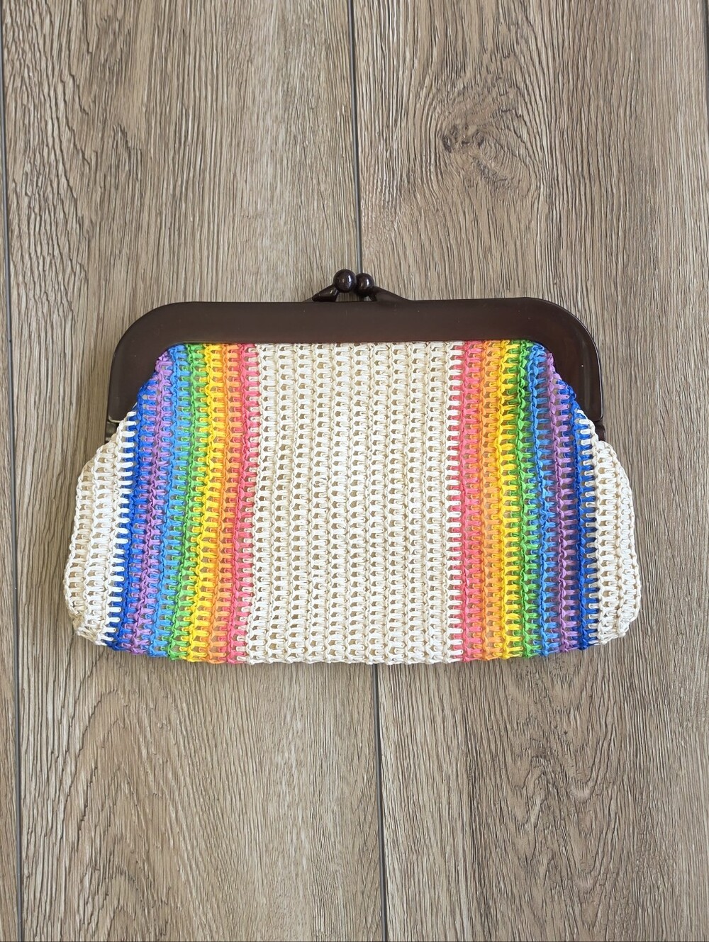 Vintage MCI Kisslock Clutch Rainbow